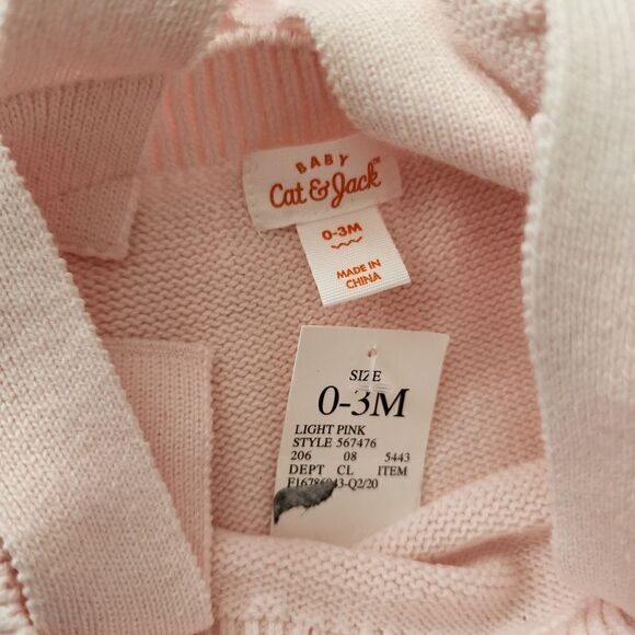 Cat & Jack - Size 0-3 mths, 6 - 9mths - pink baby Girl Knit Romper - Picture 3 of 4